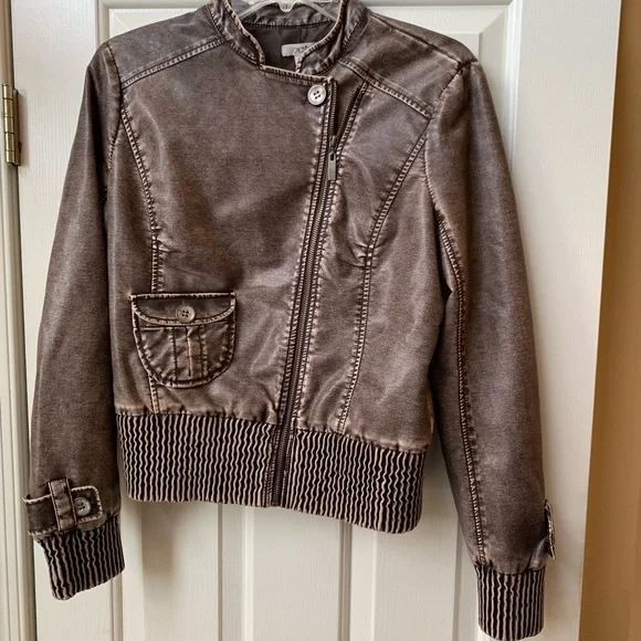 Cache Asymmetrical Zip Vegan Leather Jacket Motorcycle Size M - Picture 1 of 8